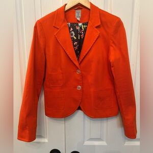 Tristan Orange Blazer Womens Size 12 | Made in Canada | Floral Lined Jacket